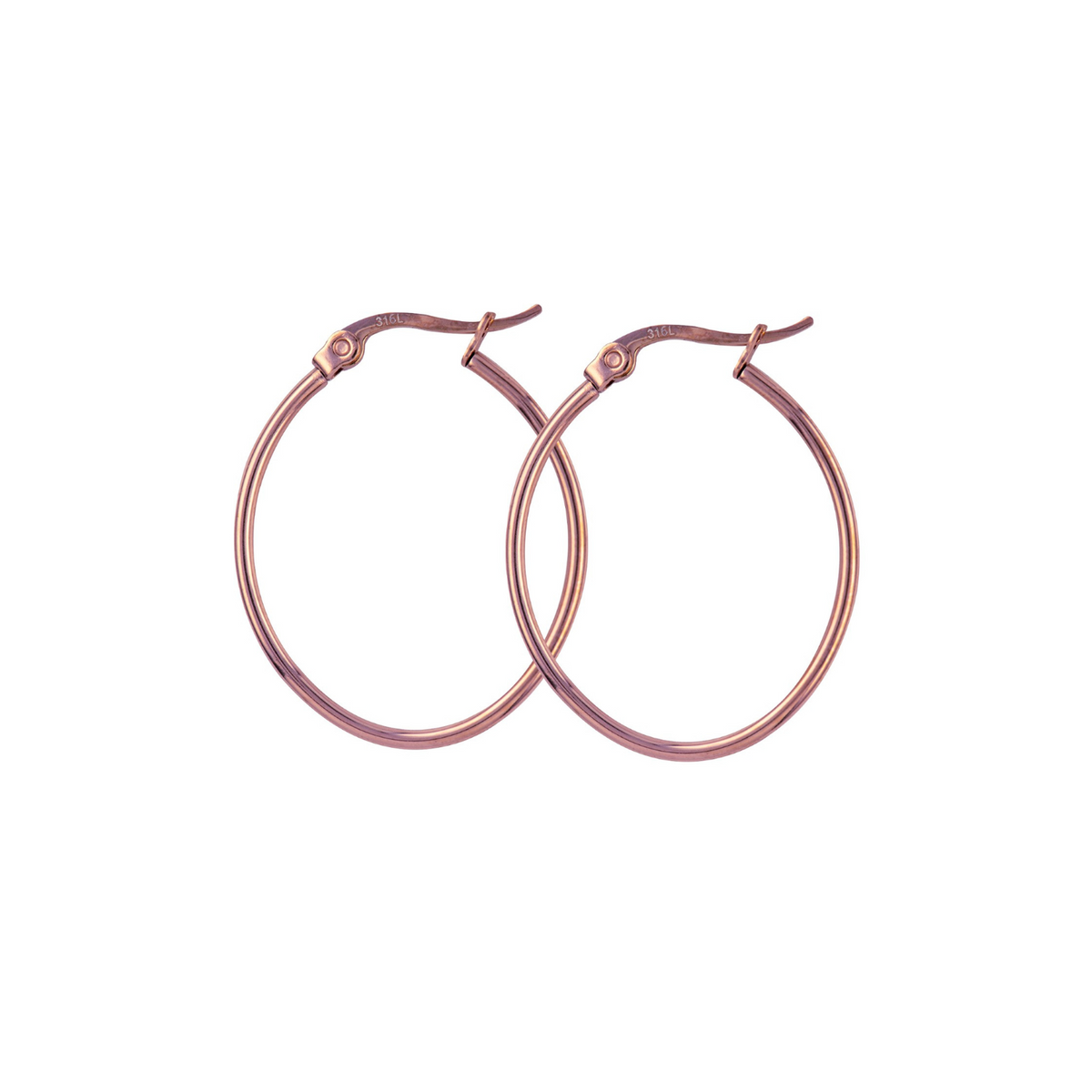 Stainless Steel Rose Gold Plated Oval Hoops