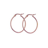 Stainless Steel Rose Gold Plated Oval Hoops
