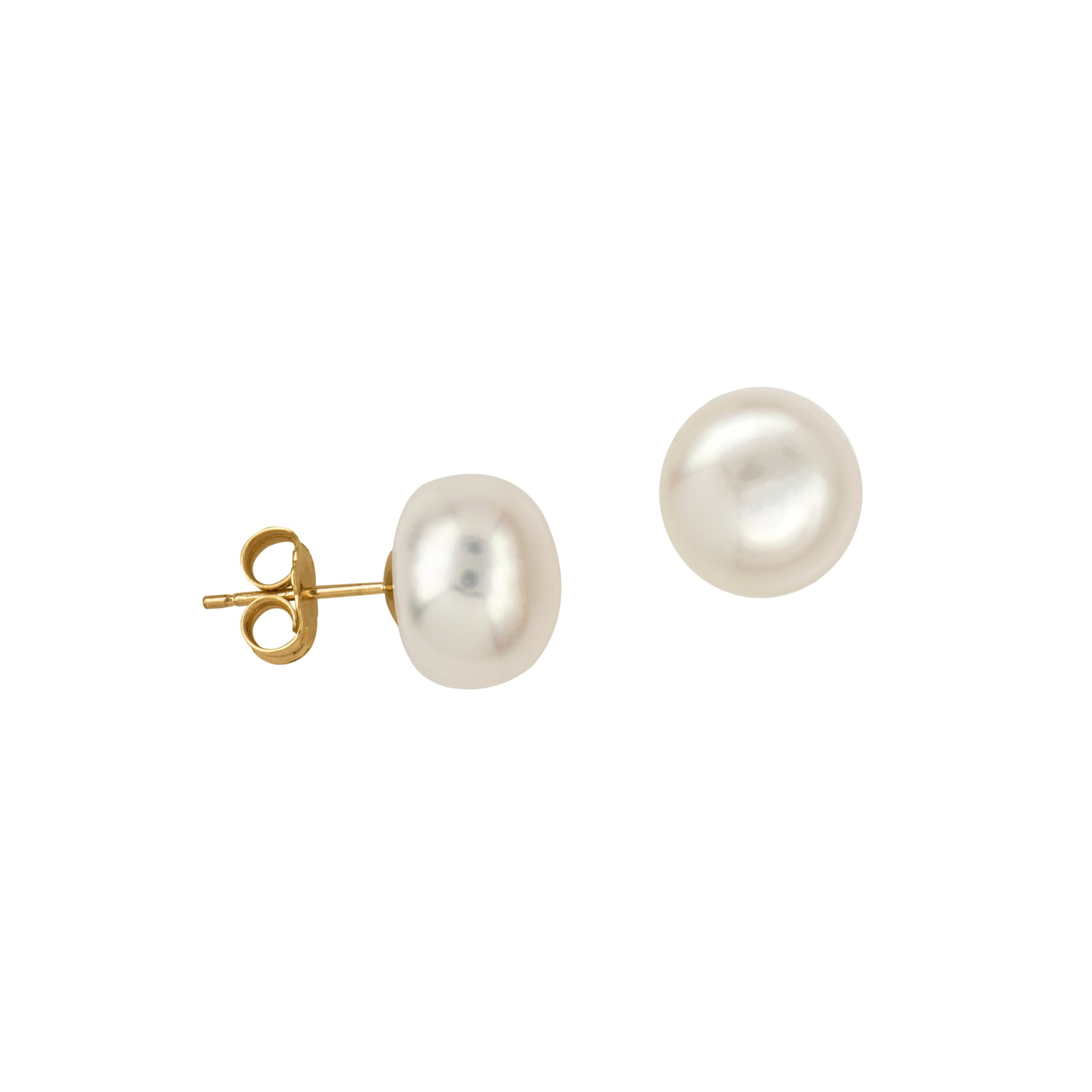 9ct Yellow Gold Freshwater Button Pearl Studs