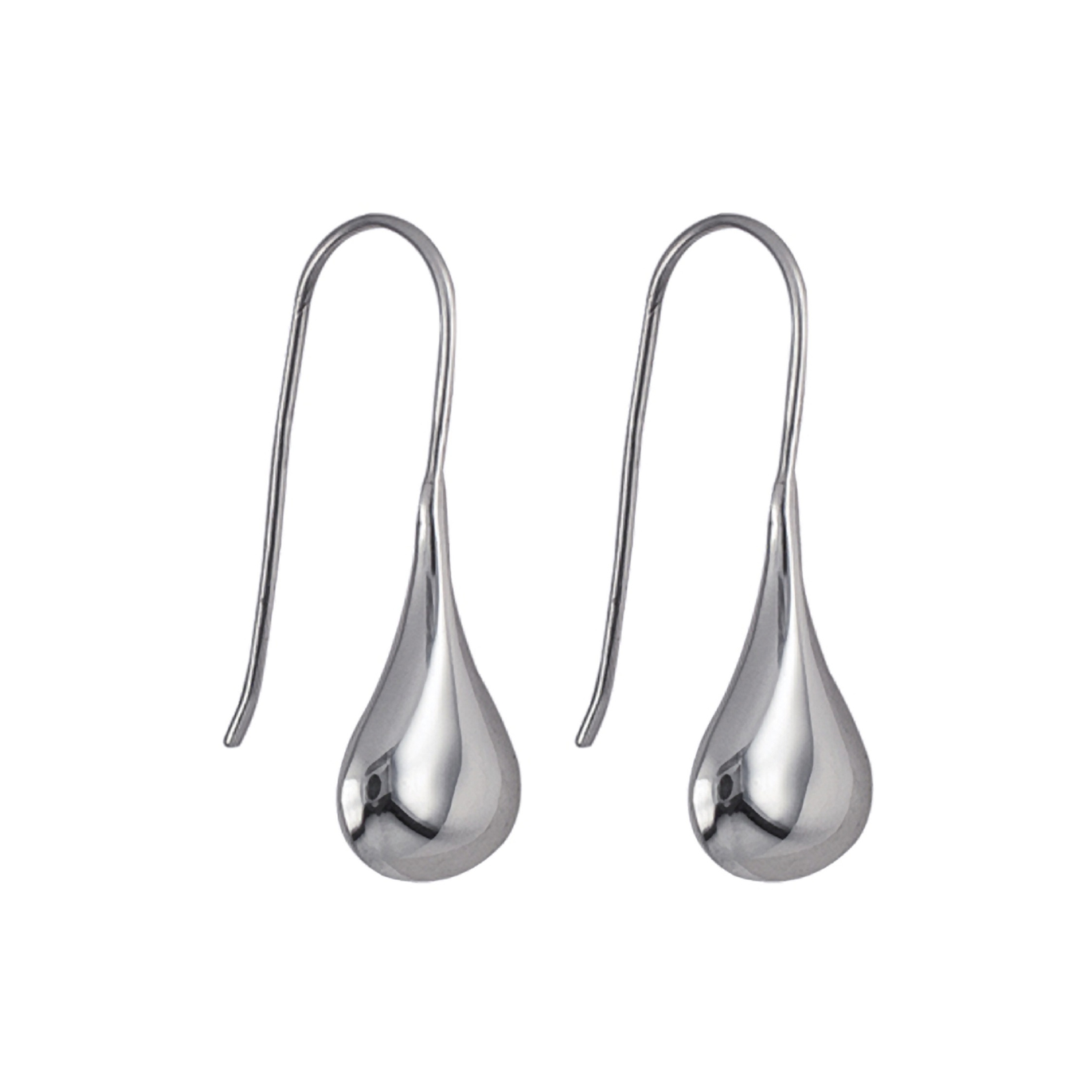 Sterling Silver Teardrop Puff Hook Earrings