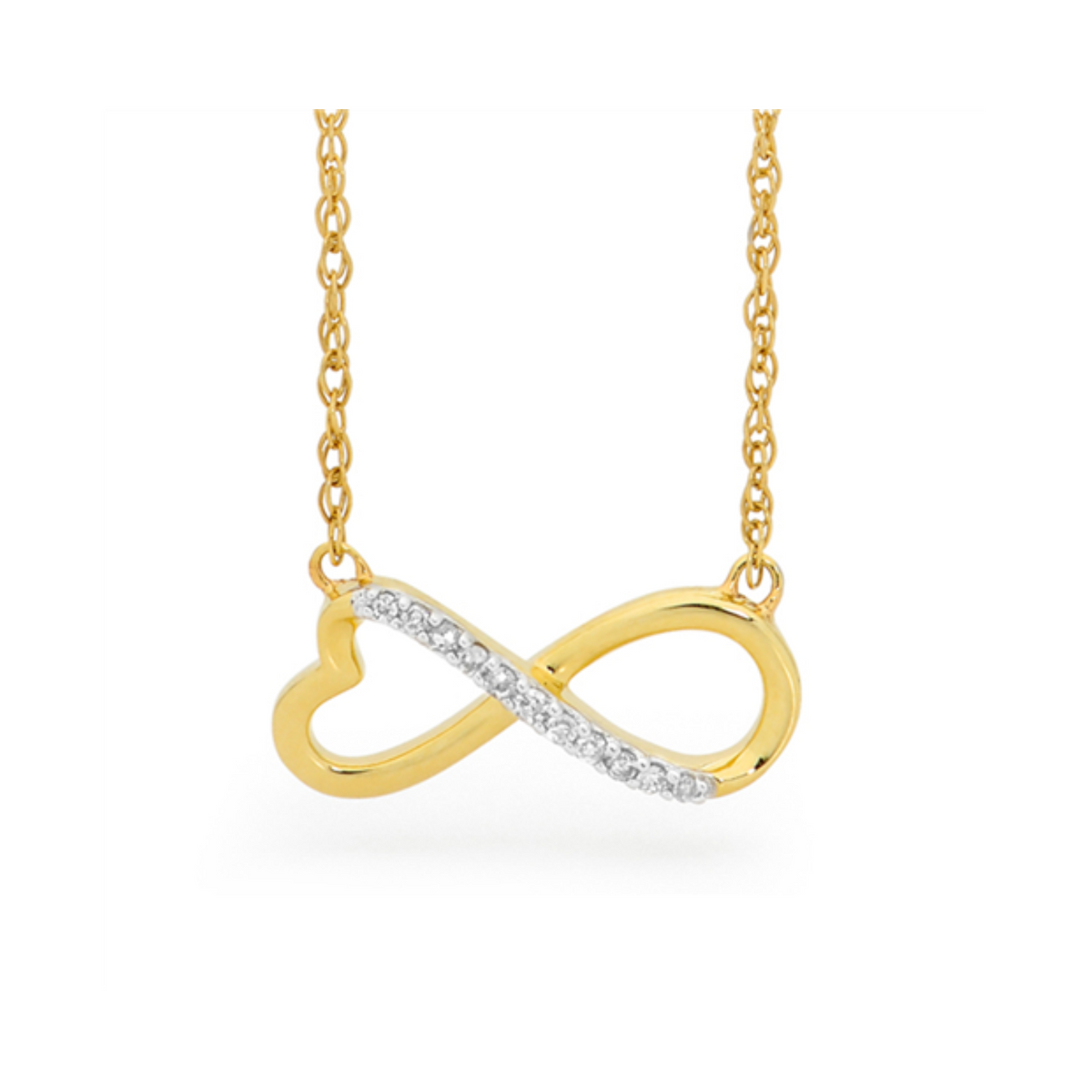 9ct Yellow Gold Diamond Set Infinity Pendant