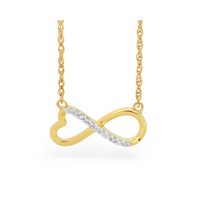 9ct Yellow Gold Diamond Set Infinity Pendant