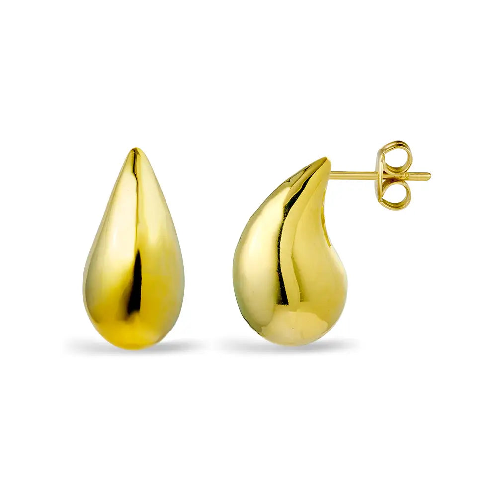 Yellow Gold Plated Sterling Silver Teardrop Stud Earrings