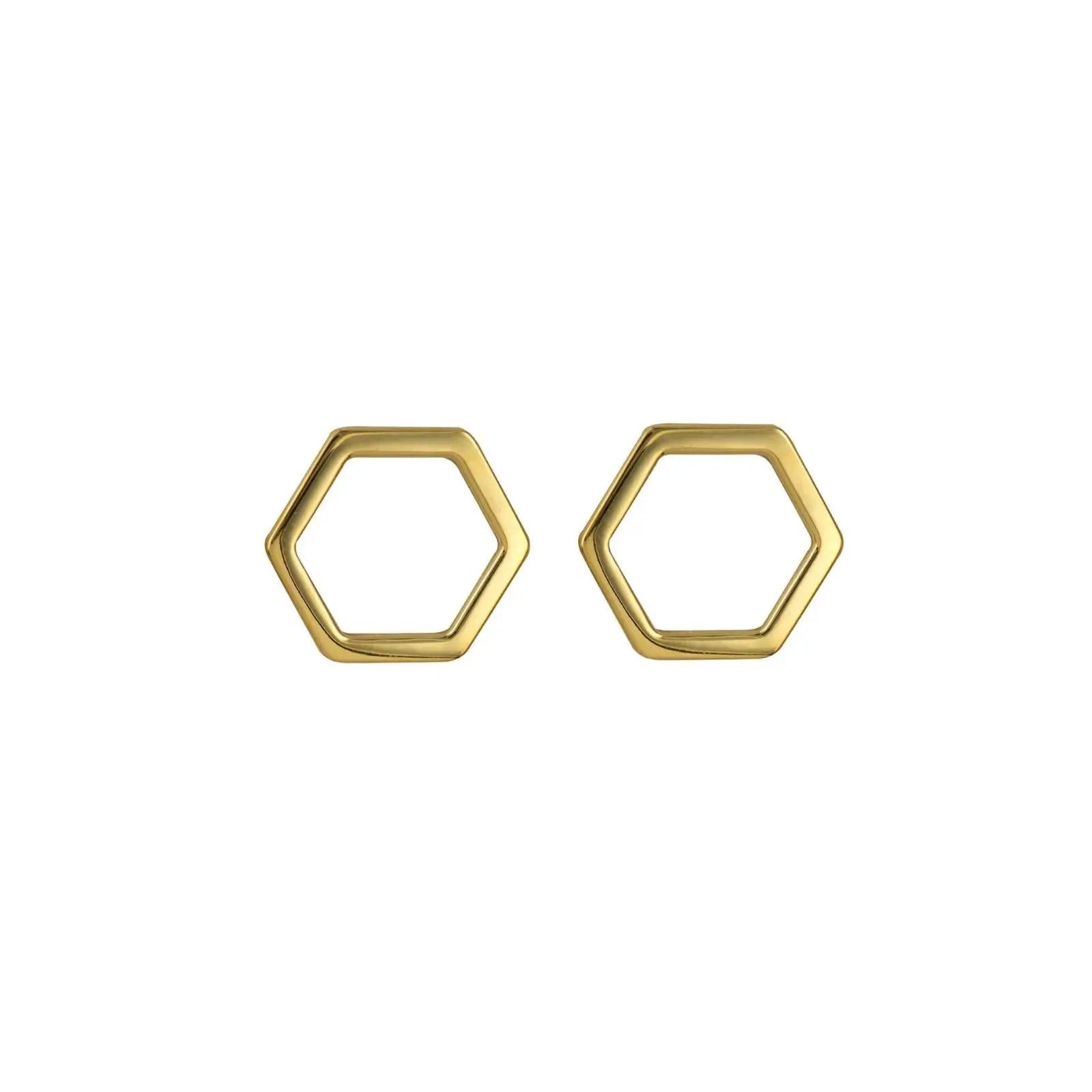 Yellow Gold Open Hexagon Studs