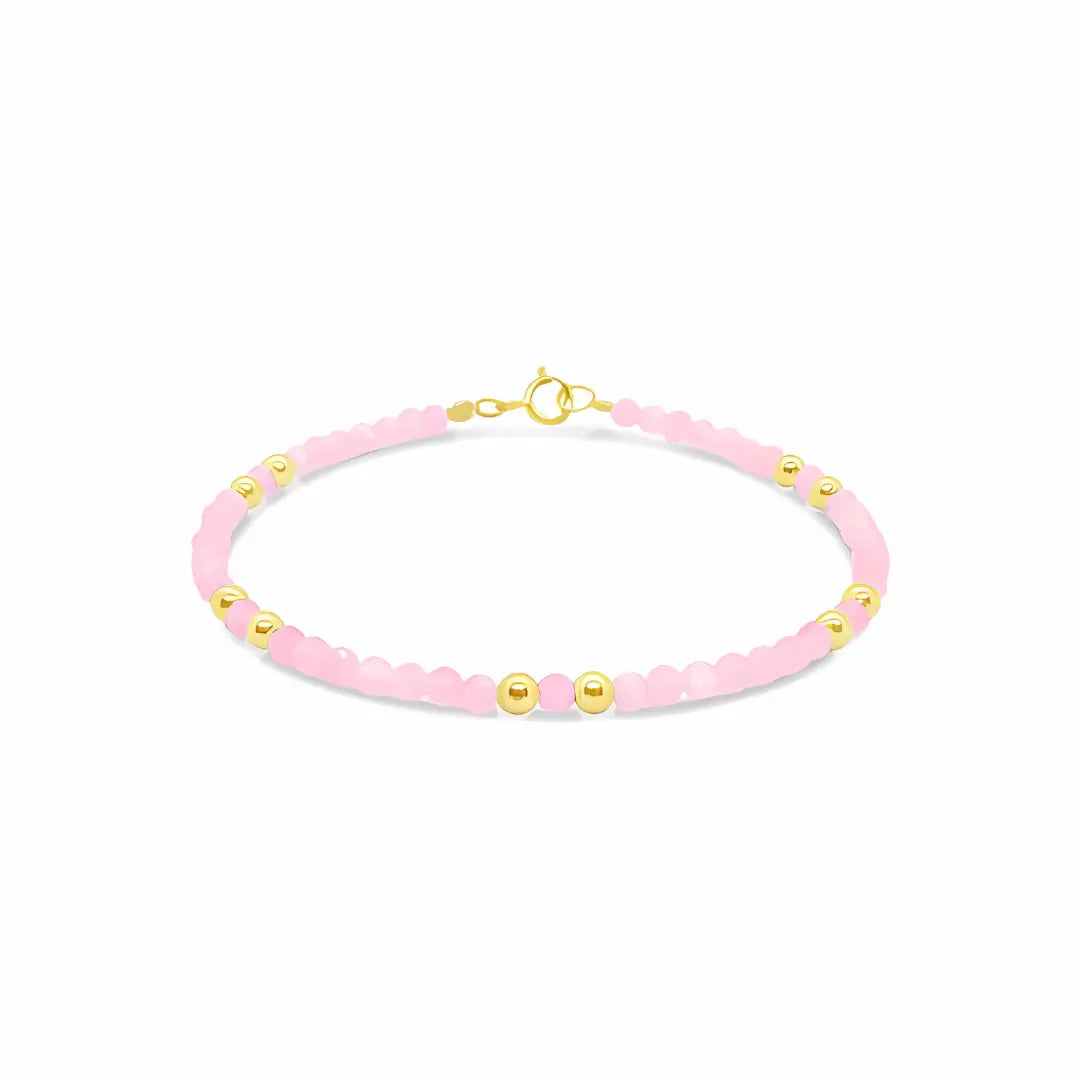 Yellow Gold Plated Rose Quartz Bracelet