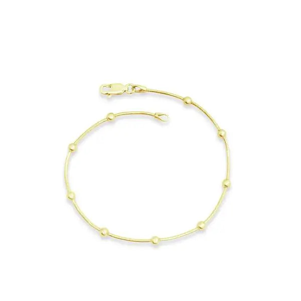 Yellow Gold Plated Snake Bracelet With Balls