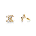 9ct Yellow Gold Cubic Zirconia Set Double C Stud Earrings