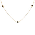 9ct Italian Yellow Gold Black Enamel Four Leaf Clover Necklace