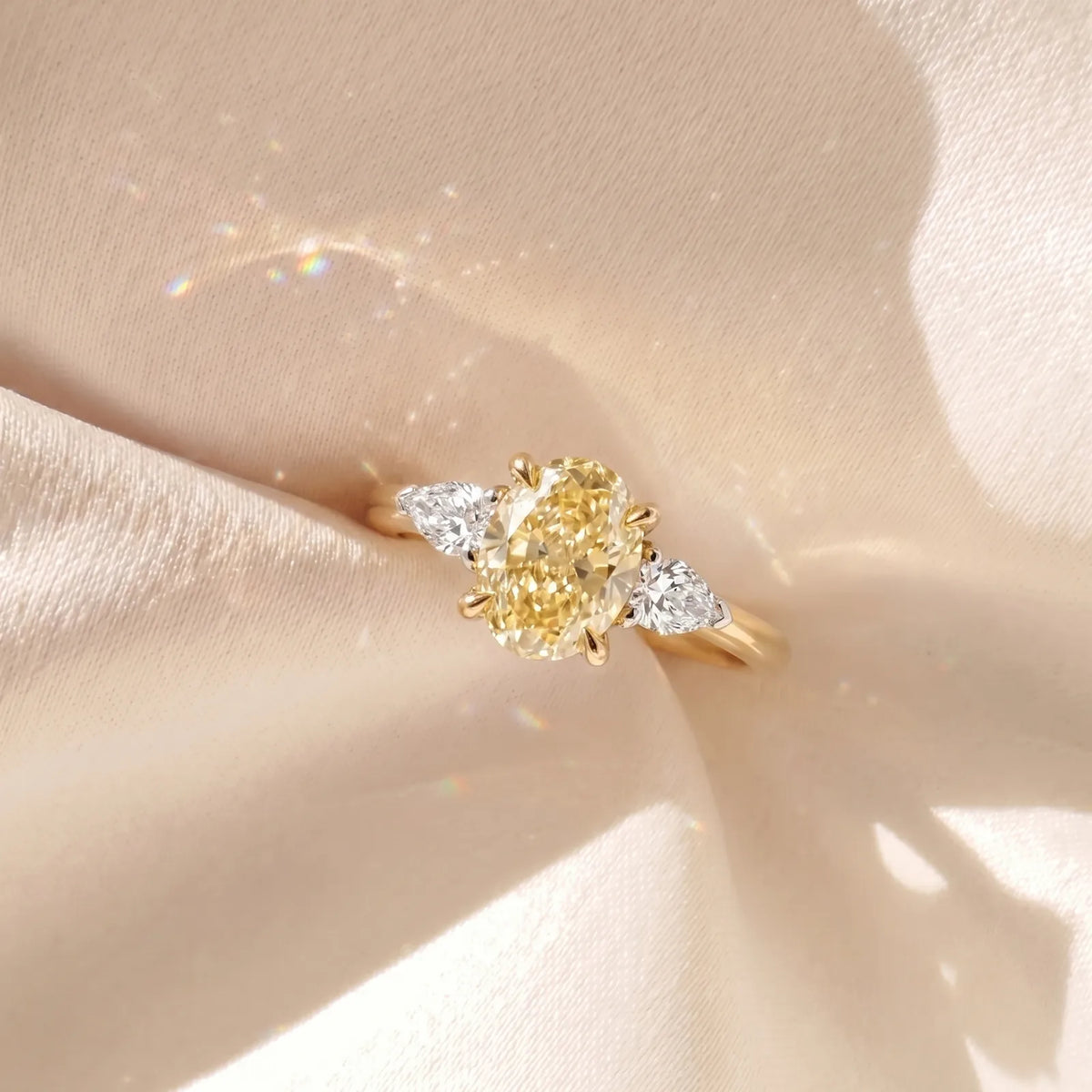 The Alexandra | 1.35ct Oval Natural Mined Yellow Trilogy Engagement Ring