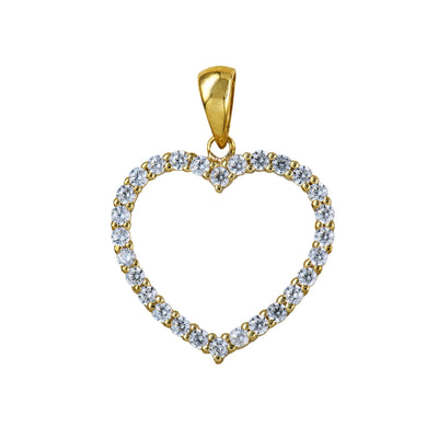 9ct Yellow Gold Open Heart Pendant With Cubic Zirconia