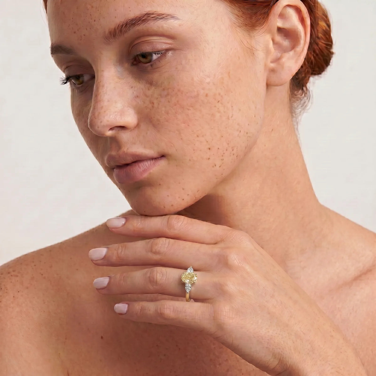 The Alexandra | 1.35ct Oval Natural Mined Yellow Trilogy Engagement Ring