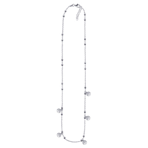 Sterling Silver Ball Chain With Tree Of Life Hanging Charms - alternate view