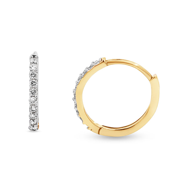 9ct Yellow Gold Diamond Set Huggie Earrings - alternate view