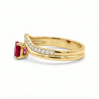 9ct Yellow Gold Rhodolite Garnet & Lab Grown Diamond Dress Ring