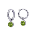 Sterling Silver Huggies With August Birthstone Drop