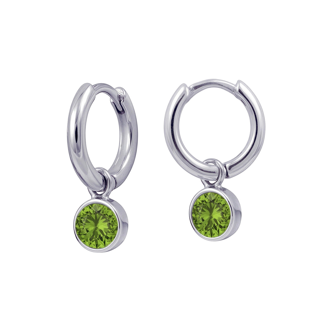 Sterling Silver Huggies With August Birthstone Drop