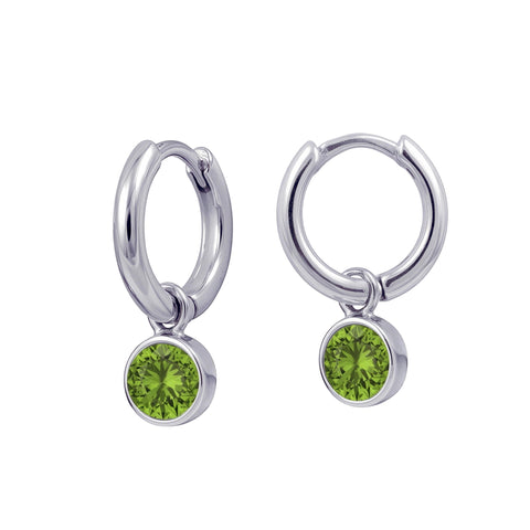 Sterling Silver Huggies With August Birthstone Drop