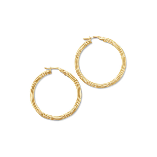 9ct Yellow Gold Silver Filled 30mm Twist Hoops - alternate view
