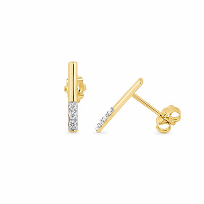 9ct Yellow Gold Diamond Bar Earrings