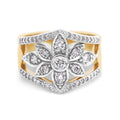 0.77ct Round Natural Diamond Floral Design Ring