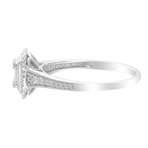 0.33ct Emerald Natural Diamond Clauster Ring - alternate view