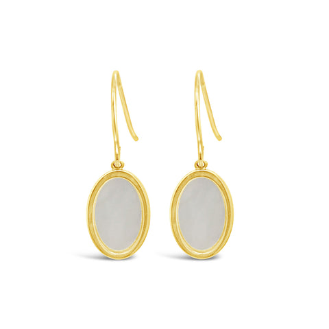 9ct Yellow Gold Mother Of Pearl Drop Earrings - alternate view