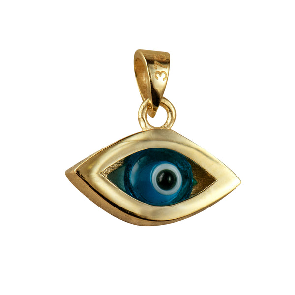 9ct Yellow Gold Cubic Zirconia Greek Eye Pendant - alternate view