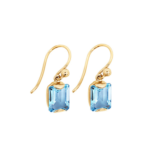 9ct Yellow Gold Sky Blue Topaz Drop Earrings - alternate view
