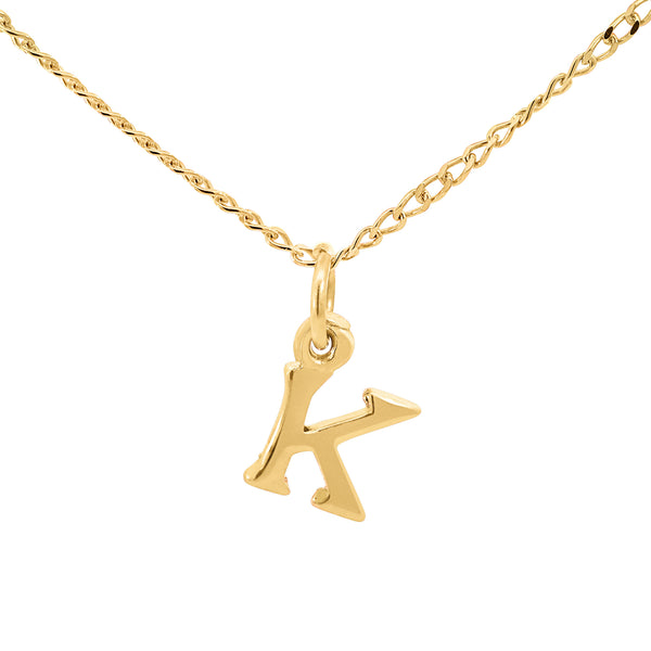 9ct Yellow Gold Block Initial Letter K - alternate view