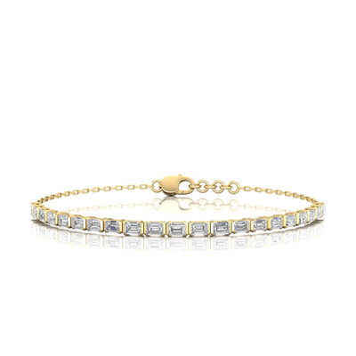9ct Yellow Gold Emerald Cut Lab Grown Diamond Tennis Bracelet
