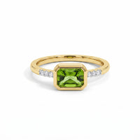 9ct Yellow Gold Peridot & Lab Grown Diamond Dress Ring
