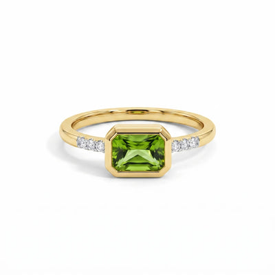 9ct Yellow Gold Peridot & Lab Grown Diamond Dress Ring