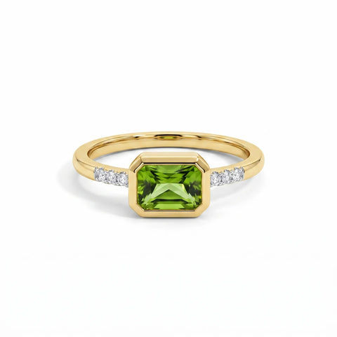 9ct Yellow Gold Peridot & Lab Grown Diamond Dress Ring