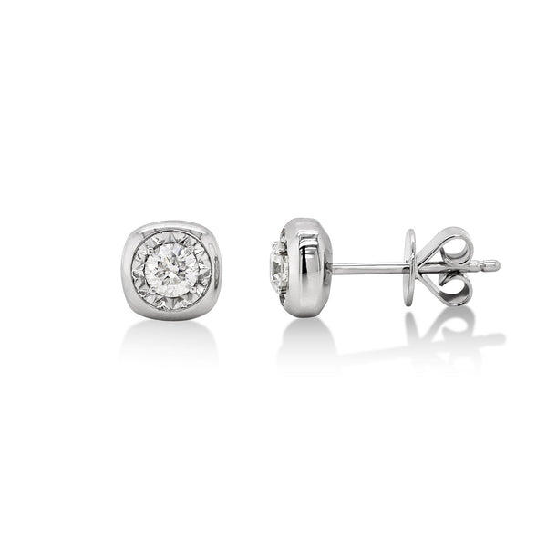 9ct White Gold Miraculous Bezel Set Diamond Studs - alternate view