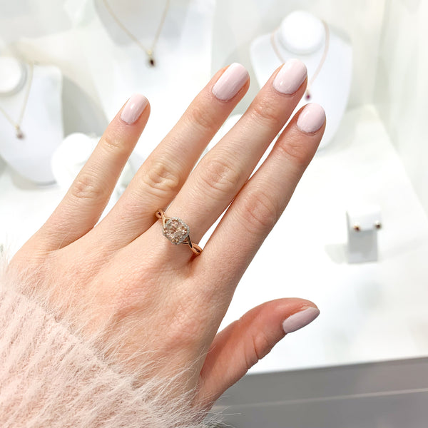 9ct Rose Gold Morganite And Diamond Ring - alternate view