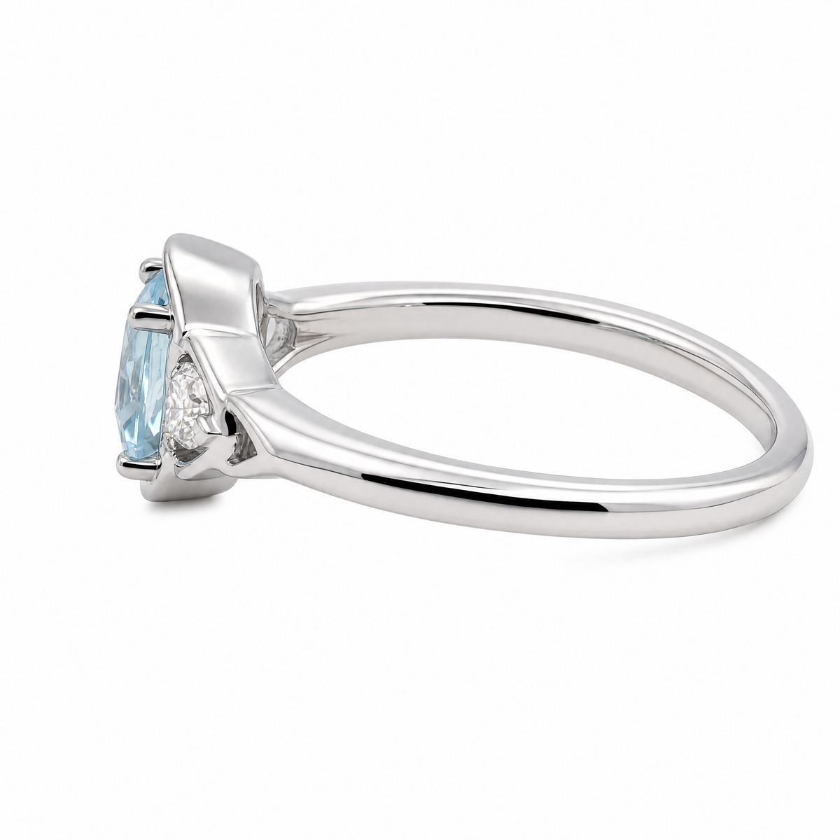 9ct White Gold Aquamarine & Lab Grown Diamond Dress Ring