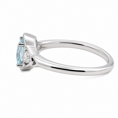 9ct White Gold Aquamarine & Lab Grown Diamond Dress Ring - alternate
