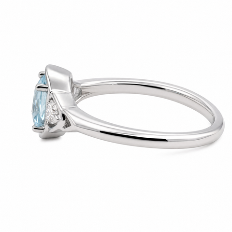 9ct White Gold Aquamarine & Lab Grown Diamond Dress Ring - alternate view