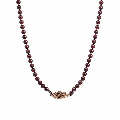10ct Yellow Gold Chocolate Freshwater Pearl Necklace