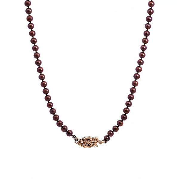 10ct Yellow Gold Chocolate Freshwater Pearl Necklace