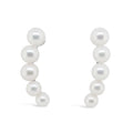 Sterling Silver Pearl Climber Stud Earrings