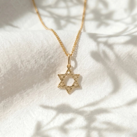 9ct Italian Yellow Gold Small Star Of David Pendant - alternate view