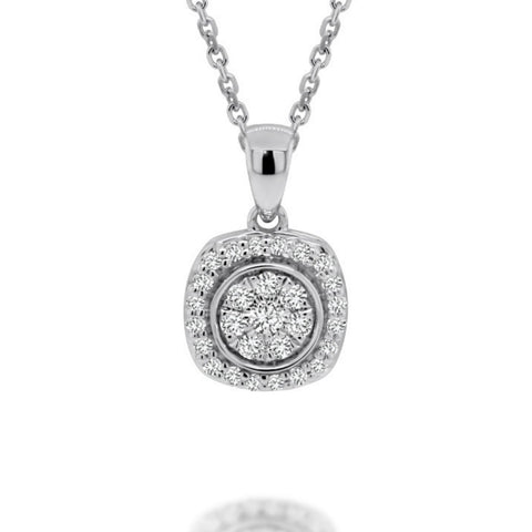 9ct White Gold Diamond Cluster Pendant - alternate view