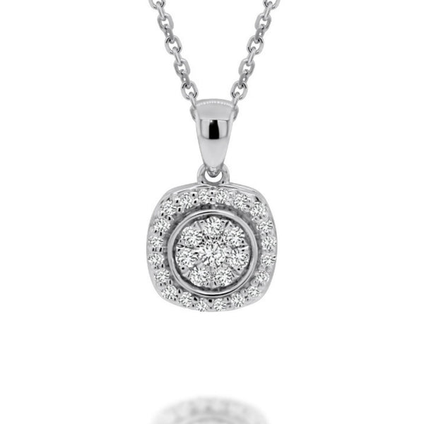 9ct White Gold Diamond Cluster Pendant - alternate view