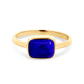 9ct Yellow Gold Blue Lapis Bezel Set Ring