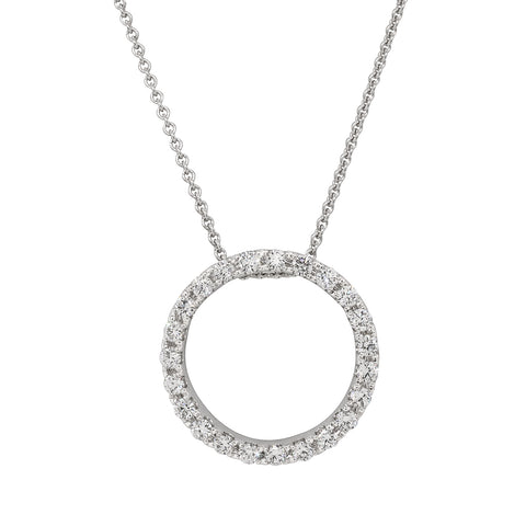 18ct White Gold Diamond Circle Pendant - alternate view