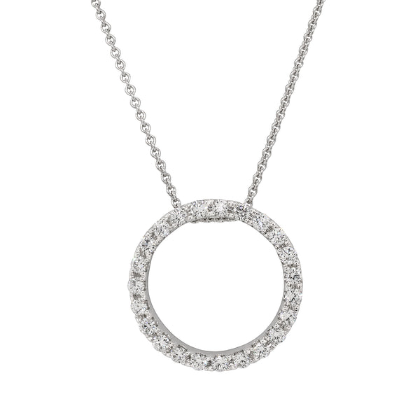 18ct White Gold Diamond Circle Pendant - alternate view