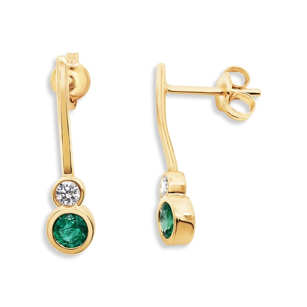 9ct Yellow Gold Emerald & White Sapphire Earrings - alternate view