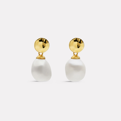 Najo Ocean Drift Yellow Gold Plated Pearl Earrings