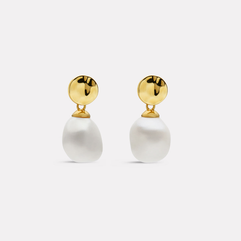 Najo Ocean Drift Yellow Gold Plated Pearl Earrings
